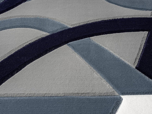 Abstract 3D Wave Lined Carved Modern Area Rug - Multicolor