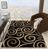 Black, Beige, and Gold Circle Swirls Abstract Area Rug