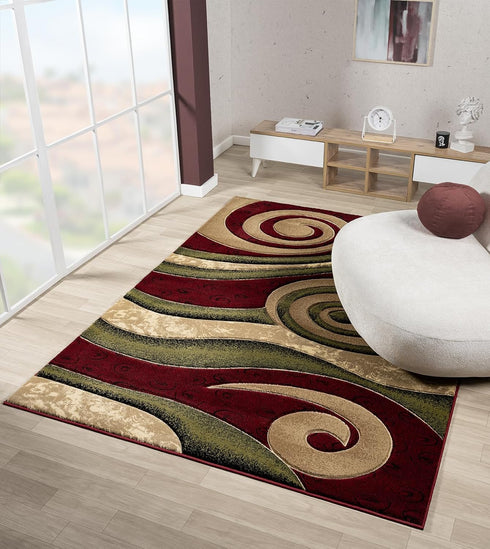3D Spiral Swirls Modern Area Rug- Multicolor