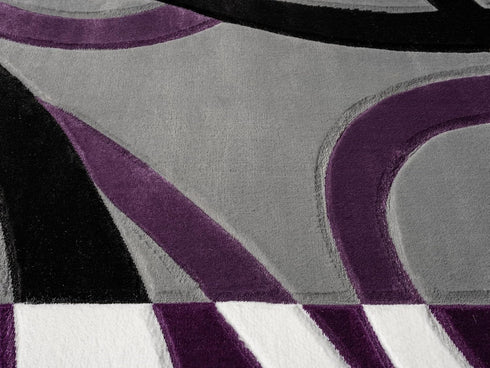 Abstract 3D Wave Lined Carved Modern Area Rug - Multicolor