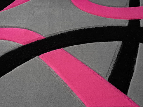 Abstract 3D Wave Lined Carved Modern Area Rug - Multicolor