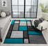 Black, Grey, and Multicolor 3D Carved Modern Area Rug