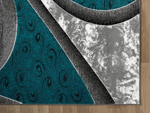 3D Spiral Swirls Modern Area Rug- Multicolor