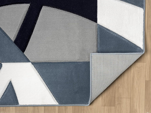 Abstract 3D Wave Lined Carved Modern Area Rug - Multicolor