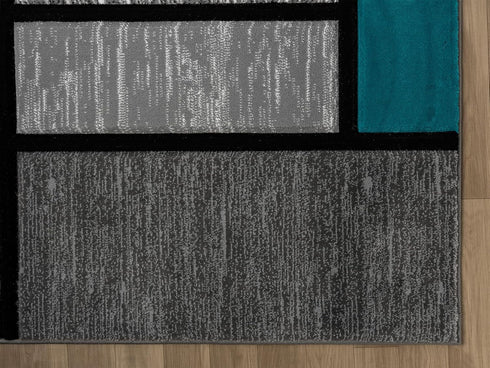 Black, Grey, and Multicolor 3D Carved Modern Area Rug