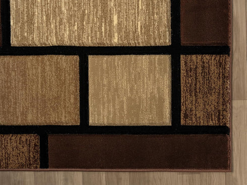 Black, Grey, and Multicolor 3D Carved Modern Area Rug