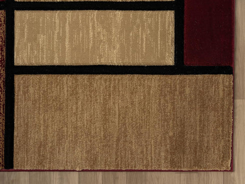 Black, Grey, and Multicolor 3D Carved Modern Area Rug