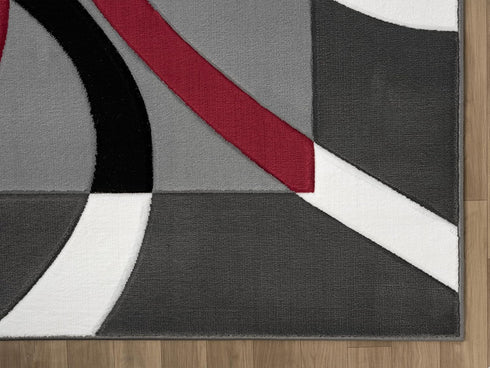 Abstract 3D Wave Lined Carved Modern Area Rug - Multicolor