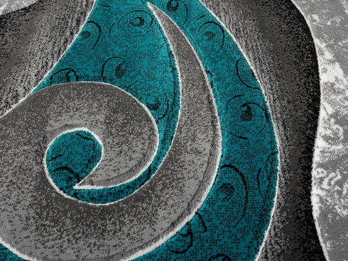 3D Spiral Swirls Modern Area Rug- Multicolor