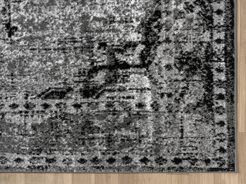 Black Grey Modern Oriental Abstract Area Rug