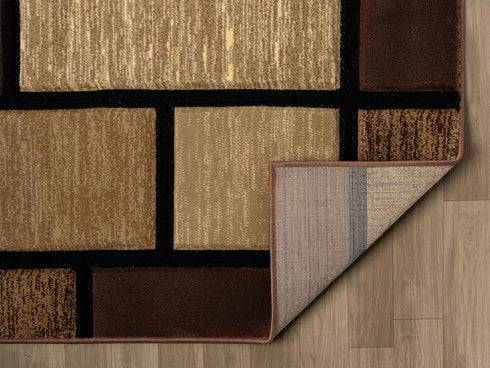 Black, Grey, and Multicolor 3D Carved Modern Area Rug