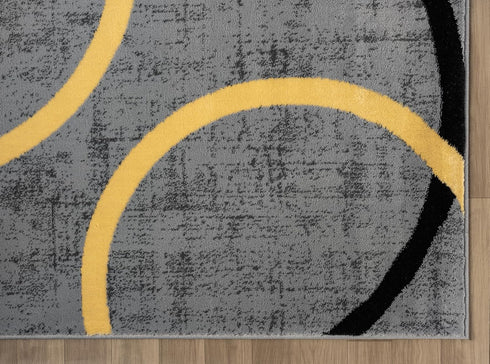 Grey Black and White Multicolor Circles Modern Area Rug