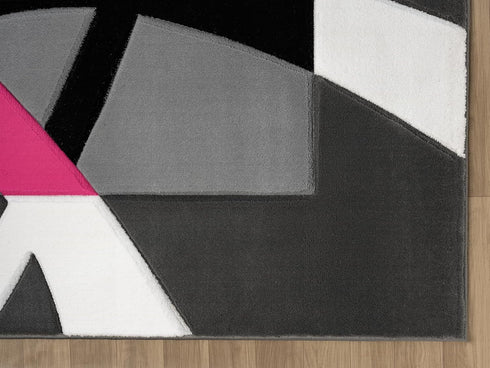 Abstract 3D Wave Lined Carved Modern Area Rug - Multicolor