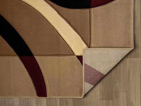 Abstract 3D Wave Lined Carved Modern Area Rug - Multicolor