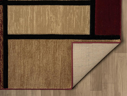 Black, Grey, and Multicolor 3D Carved Modern Area Rug