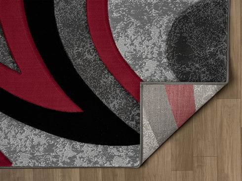 Black and Grey with Red or Yellow Abstract 3D Area Rug