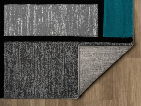 Black, Grey, and Multicolor 3D Carved Modern Area Rug