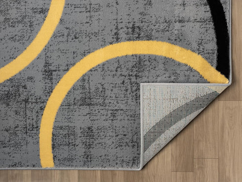 Grey Black and White Multicolor Circles Modern Area Rug