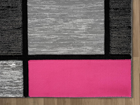 Black, Grey, and Multicolor 3D Carved Modern Area Rug