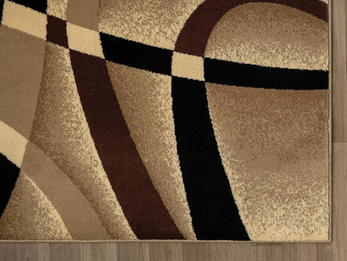 Grey, Black, White Modern Abstract Area Rug
