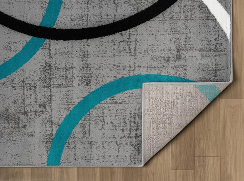 Grey Black and White Multicolor Circles Modern Area Rug