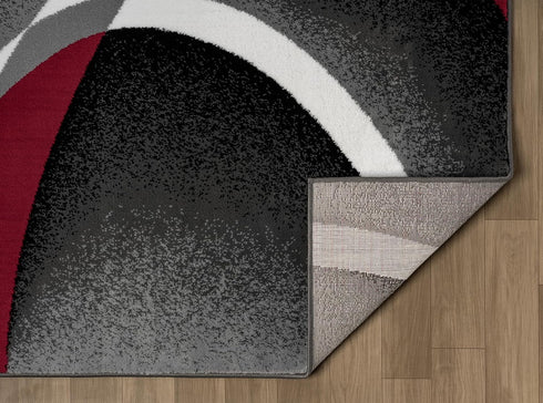 Grey, Black, White Modern Abstract Area Rug