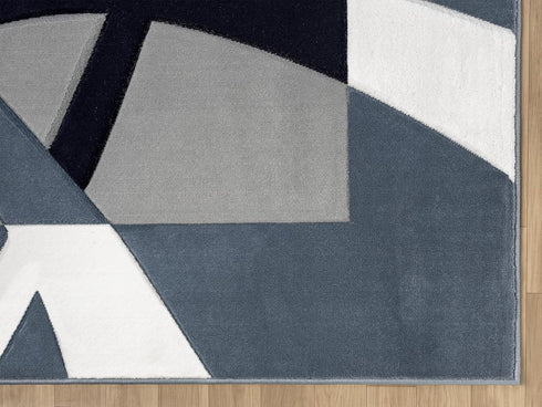 Abstract 3D Wave Lined Carved Modern Area Rug - Multicolor