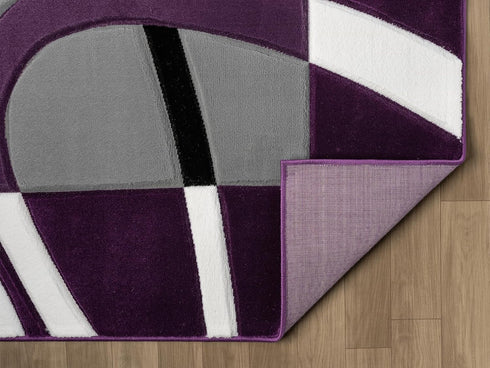 Abstract 3D Wave Lined Carved Modern Area Rug - Multicolor