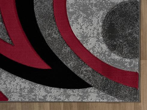 Black and Grey with Red or Yellow Abstract 3D Area Rug