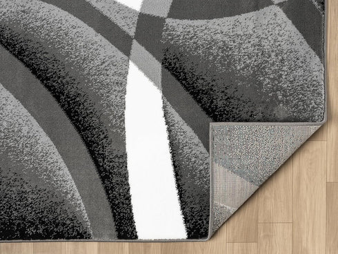 Grey, Black, White Modern Abstract Area Rug