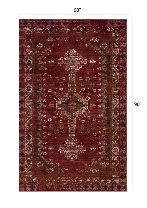 Deep Red Traditional Area Rug