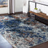 Blue and White Abstract Ocean Area Rug