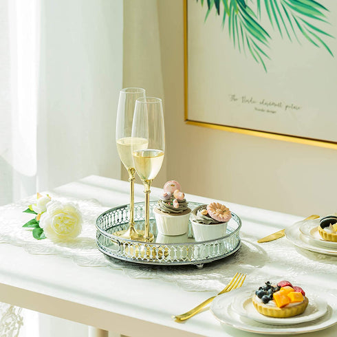 Adore the Decor™ 12" Mirrored Round Decorative Tray / Jewelry Holder