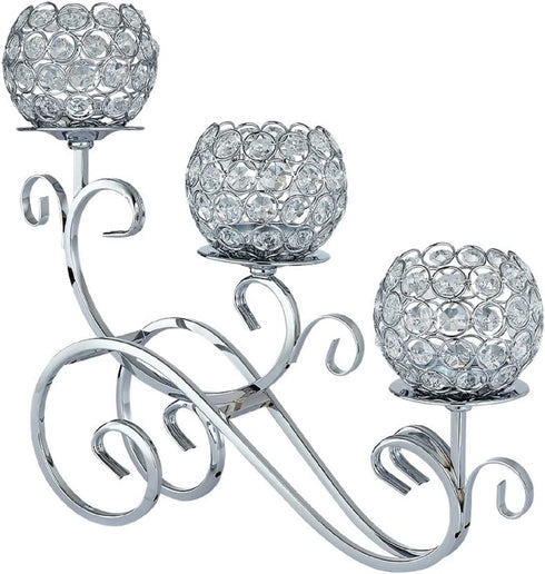 Adore the Decor™ 3 Arm Crystal Beaded Candelabra - 15"