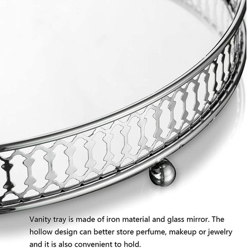 Adore the Decor™ 12" Mirrored Round Decorative Tray / Jewelry Holder