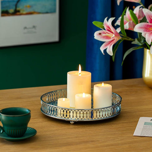 Adore the Decor™ 12" Mirrored Round Decorative Tray / Jewelry Holder