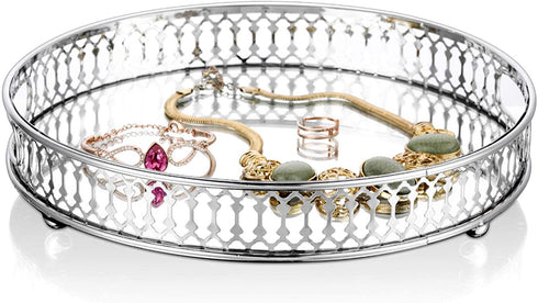 Adore the Decor™ 12" Mirrored Round Decorative Tray / Jewelry Holder