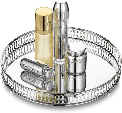 Adore the Decor™ 12" Mirrored Round Decorative Tray / Jewelry Holder