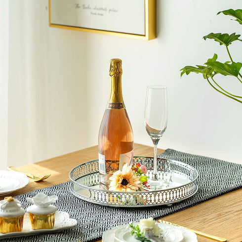 Adore the Decor™ 12" Mirrored Round Decorative Tray / Jewelry Holder