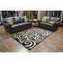 Black, Beige, and Gold Circle Swirls Abstract Area Rug