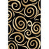 Black, Beige, and Gold Circle Swirls Abstract Area Rug