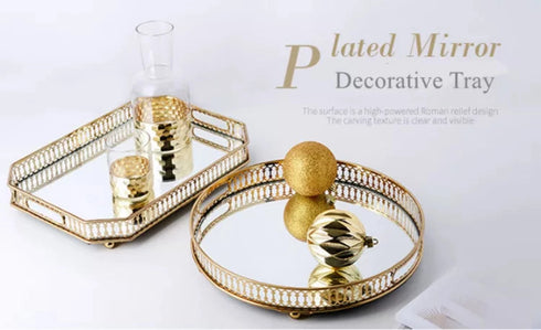 Adore the Decor™ 12" Mirrored Round Decorative Tray / Jewelry Holder