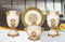 Adore the Decor™ Beige and Gold Diamond Four Piece Ceramic Vase Accessory Set - 13"