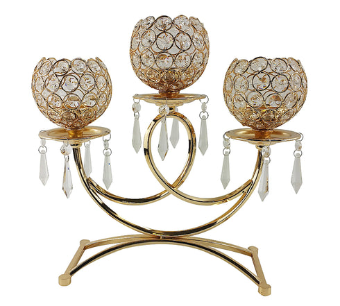 Adore the Decor™ 3 Arm Crystal Beaded Candelabra - 13"