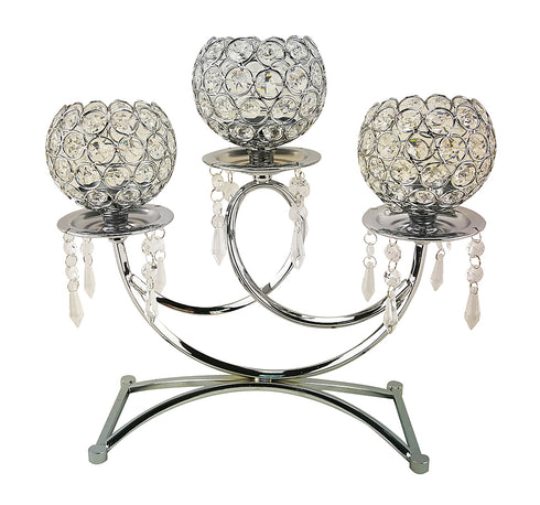 Adore the Decor™ 3 Arm Crystal Beaded Candelabra - 13"