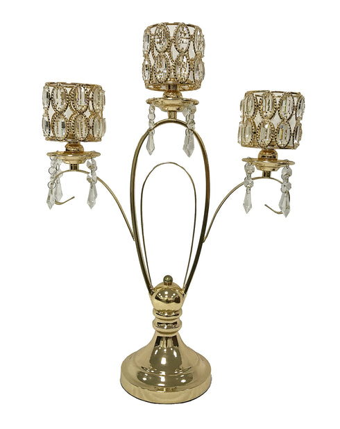 Adore the Decor™ 3 Arm Gold Crystal Candelabra - 21"
