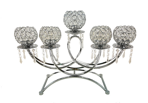 Adore the Decor™ 5 Arm Gold Crystal Beaded Candelabra - 14"