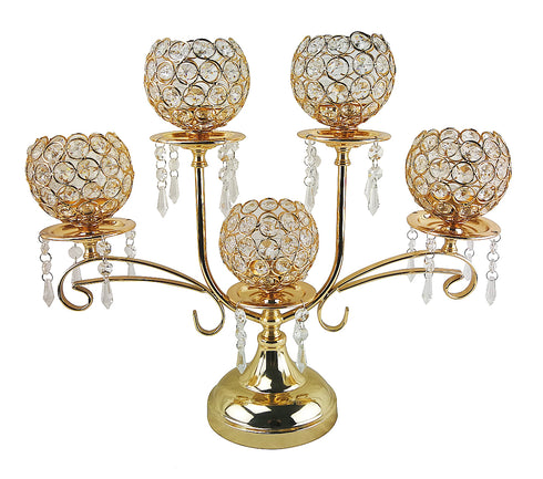 Adore the Decor™ 5 Arm Crystal Beaded Candelabra - 15"