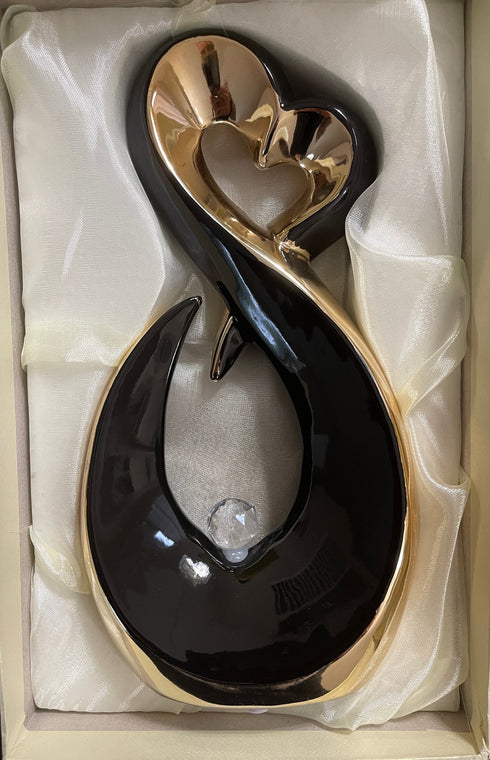 Adore the Decor™ Gold and Black Heart Sculpture- 12"