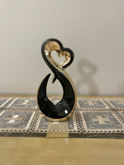 Adore the Decor™ Gold and Black Heart Sculpture- 12"
